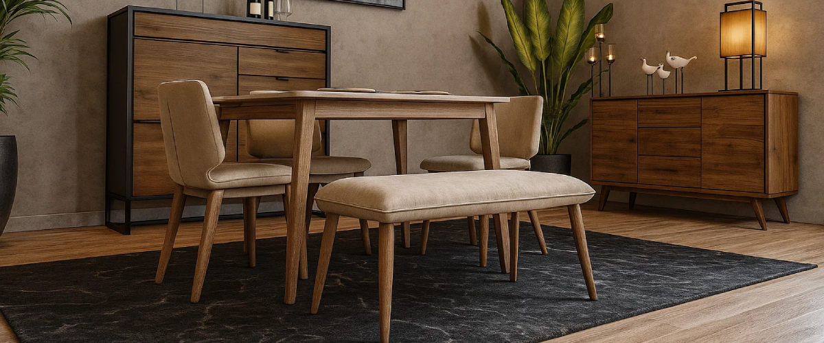 Aparador NUMIA, Mesa ARORA, Credenza NIKU